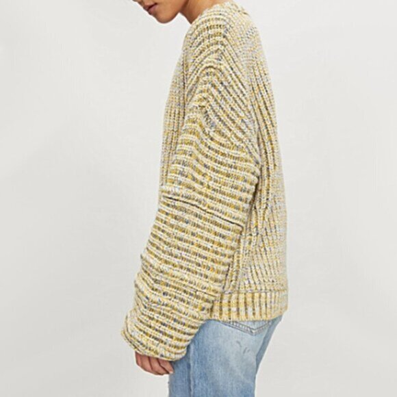 NWT Maje yellow blue chunky knit ribbed sweater M - Picture 4 of 11